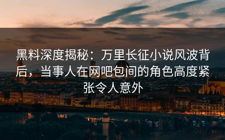 黑料深度揭秘：万里长征小说风波背后，当事人在网吧包间的角色高度紧张令人意外  第1张